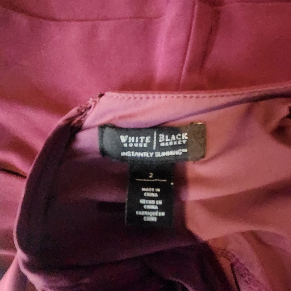 White House Black‎ Market BURGUNDY SQUARE NECK TIERED SLIMMING DRESS  Size 2 - Picture 5 of 6